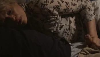 Old mother jerking son's dick in the bedroom | Handjob scene in movie