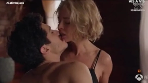 Old and young sex scene with actress Belen Rueda  in TV series La embajada s01e01 - img #3