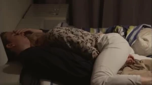 Old mother jerking son's dick in the bedroom | Handjob scene in movie - img #4