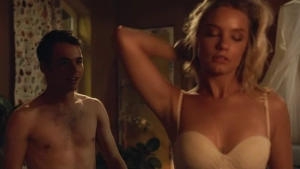 Aggy K. Adams removing bra topless breasts sex scene with Holly Horne breasts nudity in Oh, Ramona! 2019 Romanian comedy, passionate bedroom moment HD 1080p - img #3