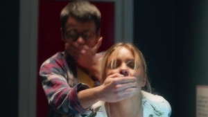 Aggy K. Adams removing bra topless breasts sex scene with Holly Horne breasts nudity in Oh, Ramona! 2019 Romanian comedy, passionate bedroom moment HD 1080p - img #4