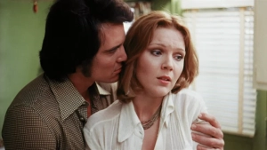 Brother and sister in forbidden incest sex scene with full breast nudity from Abigail Lesley Is Back in Town 1975 softcore drama, intimate taboo moment in small town setting - img #4