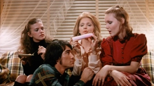 Brother and sister in forbidden incest sex scene with full breast nudity from Abigail Lesley Is Back in Town 1975 softcore drama, intimate taboo moment in small town setting - img #12