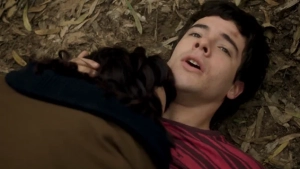 Romina Ricci and Renato Quattordio in passionate intimate scene from Bandit Love Amor Bandido 2021, luxurious mansion bedroom, sensual and tense erotic thriller atmosphere. - img #2