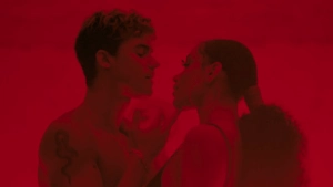 Asha Banks steamy red-lit topless kissing and body embrace compilation from My Fault London 2025, intense passionate romantic drama style. - img #1