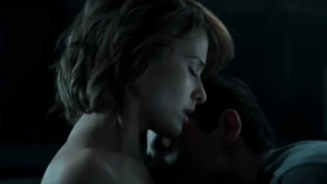 Lyubov Aksyonova steamy sex scene from Zhit zhizn 2023, dramatic lighting, raw emotional intensity.