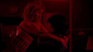 Lyubov Aksyonova sex scene in red room from Zhit zhizn S01 2023, intimate bedroom lighting