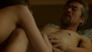 Jeon Ji-hak topless in an age gap oral sex scene in a bedroom from I Don't Like Younger Men (2017)