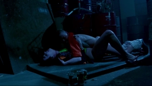 Jacqueline McKenzie in underwear in a sex scene from Romper Stomper (1992)