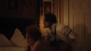 Charlie Hunnam in a sex scene in a bedroom from Monster: The Lizzie Borden Story (2026)